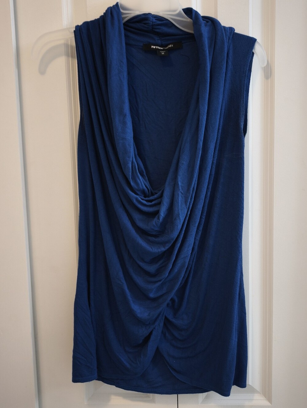 Fifteen Twenty Drape-Front Women's Sleeveless Blouse In Royal Blue